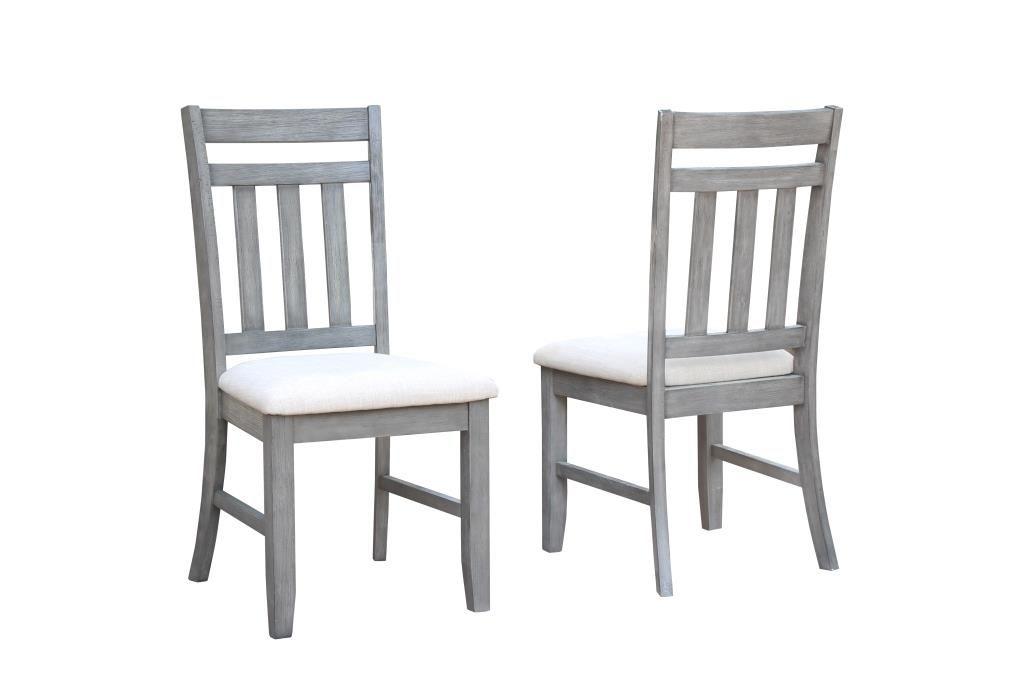 Gray Dining with table 4 chairs and a backless bench